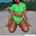 Women Rash Guard Short Sleeve Bathing Suits Crop Top High Waist Two Piece Bikini Set Sporty Swimsuits Bathing Suit Green B07KZGFPQR